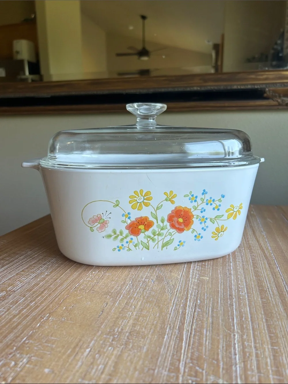 Large Vintage Corning Ware Wildflower Poppy Pattern A-5-B Casserole Dish 5 Quart